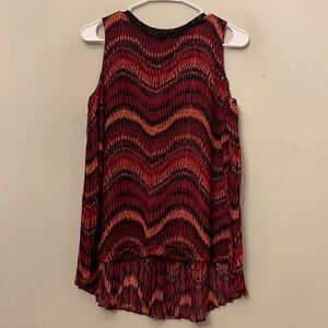 Cache high low sleeveless beaded blouse Size S New